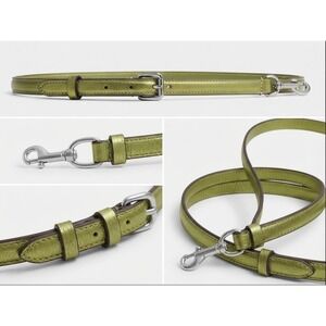 Coach Metallic Lime Green Leather Replacement Bag Strap Silver Buckle Clasp Slim